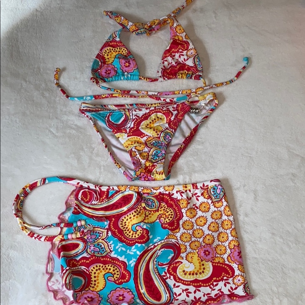 Colombian bikini with skirt cover up